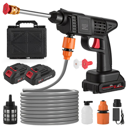 LOVEWE 300 Watt Cordless High Pressure Electric Car Wash - Equipped with 6-in-1 Nozzle, 1.3GPM Handheld Car Wash Gun, for Car Wash/Home/Floor/Garden Cleaning, Includes1/2 X 15000mAh Batteries, 60 Minutes Battery Life, for Independence Day