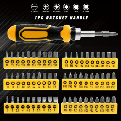 A 131pcs Magnetic Screwdriver Kit Featuring a Plastic Organizer, Which Comes with a Precision Screwdriver, Pick And Hook, Ratchet Driver, And Hex Key, Making It a Great Gift Option