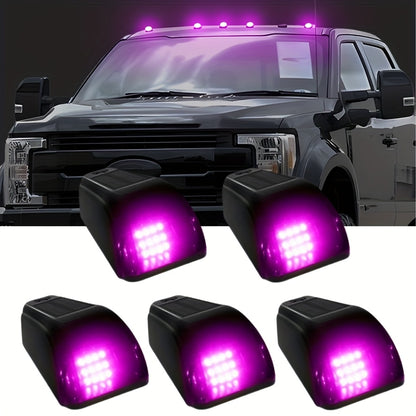 Solar Powered Cab Roof Lights 5-Pack Wireless 16 LED Amber Truck Marker Lights Motion Vibration Sensor No-Drill No-Wire Universal Fit