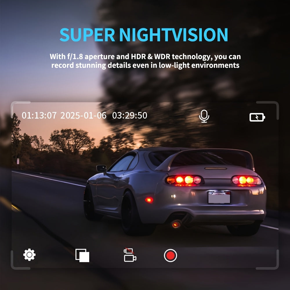 Front And Rear Dual-Lens! FHD 1080P Driving Recorder - Car Driving Recorder, Car Camera Infrared Night Vision Function, 170° Wide-Angle Car DVR Camera Loop Video Gravity Sensing Car Dashboard Video Camera, Automotive Parts Tachograph Christmas Gift