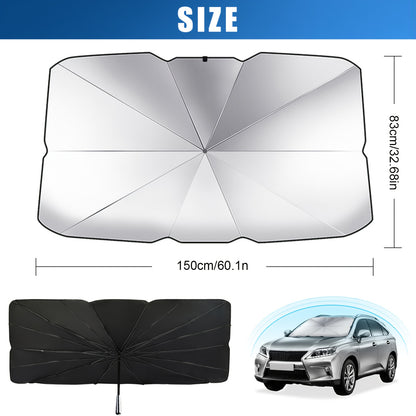 One UV Protection Windshield Sun Shade - Vehicle Front Windshield Visor with Seamless Opaque Insulation for a Wide Range of Vehicle Models