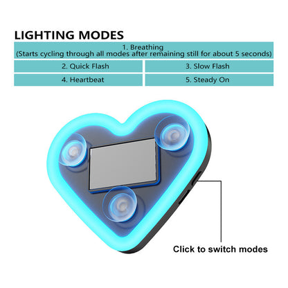 Car Interior Neon LED Mood Light – Heart & Flower Shaped Ambient Light for Car Window, Valentine's Day Car Decoration, 3 Colors