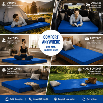 Foldable Memory Foam Car Mattress, Portable for Trunk and Rear Seat, Camping, Travel, RV, Thick Interior, Camping Car Home Bedding, Car Interior Accessory, Camping Vehicle, Travel Bedding, Foldable Mattress, Portable Bed