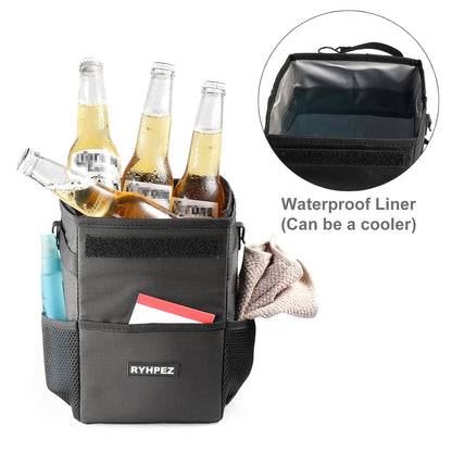 Ryhpez Car Trash Can with See Through Window, Clear Black Car Trash Bin Removable Liner, Leakproof Car Garbage Can Organizer Storage Bag for Vehicles, SUV, Truck(2.1Gallon/8L)