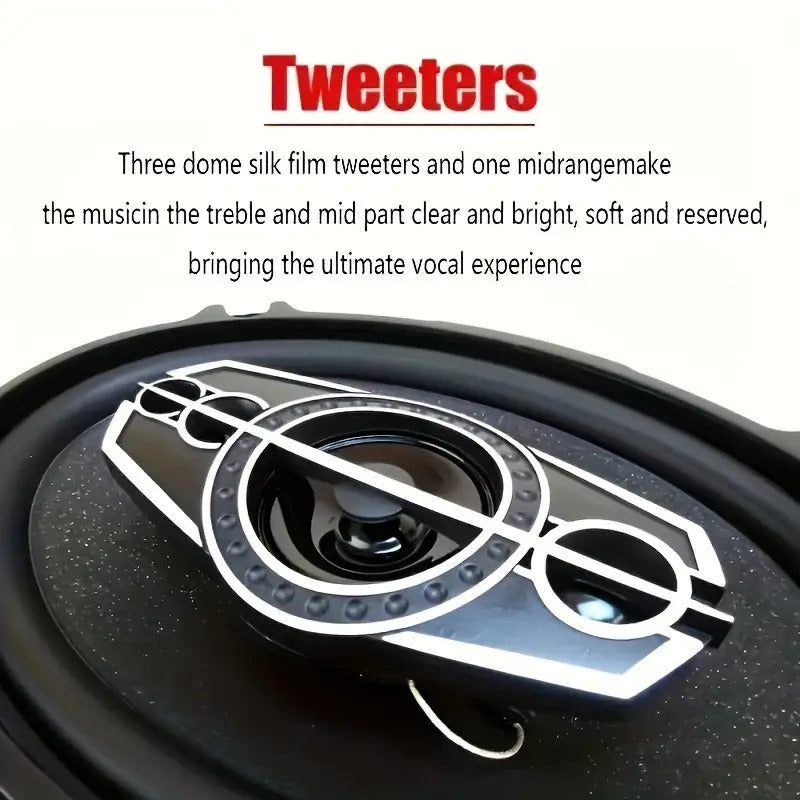 2pcs 6x9 Inch 1000W 5-Way Car HiFi Coaxial Speakers - 600W Total Power, 5.2 Channel Stereo, Stainless Steel Full Range Frequency Speakers for Vehicle Door & Auto Audio, 36V Safe Operation, Car Audio Accessories, Modern Car Stereo, Durable Speaker Casing,