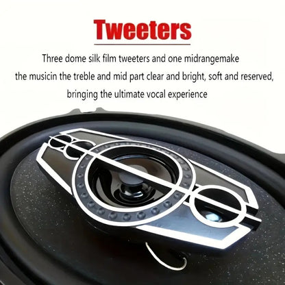 2pcs 6x9 Inch 1000W 5-Way Car HiFi Coaxial Speakers - 600W Total Power, 5.2 Channel Stereo, Stainless Steel Full Range Frequency Speakers for Vehicle Door & Auto Audio, 36V Safe Operation, Car Audio Accessories, Modern Car Stereo, Durable Speaker Casing,