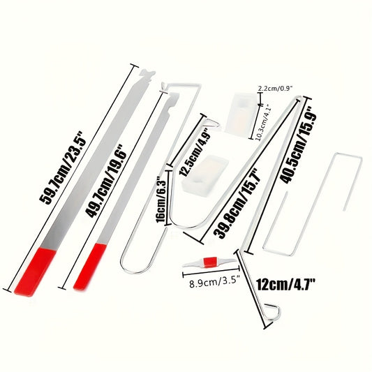 Professional Auto Tools Auto Emergency Repair Tool Kit with Thin Rod Wide Rod S-S-Hook Air Wedge Bag Pump Car Opening Kit Car Lock Tool Kit Ideal for Automotive Enthusiasts and Home Repair, Without Battery