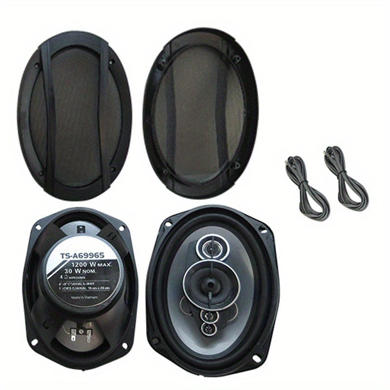 2pcs 6X9 inch1200W 5-way car mounted high fidelity full frequency coaxial speaker,preferred for modified vehicles Auto Audio Music Stereo Subwoofer Full Range Frequency,car stereo speakers,car door speakers