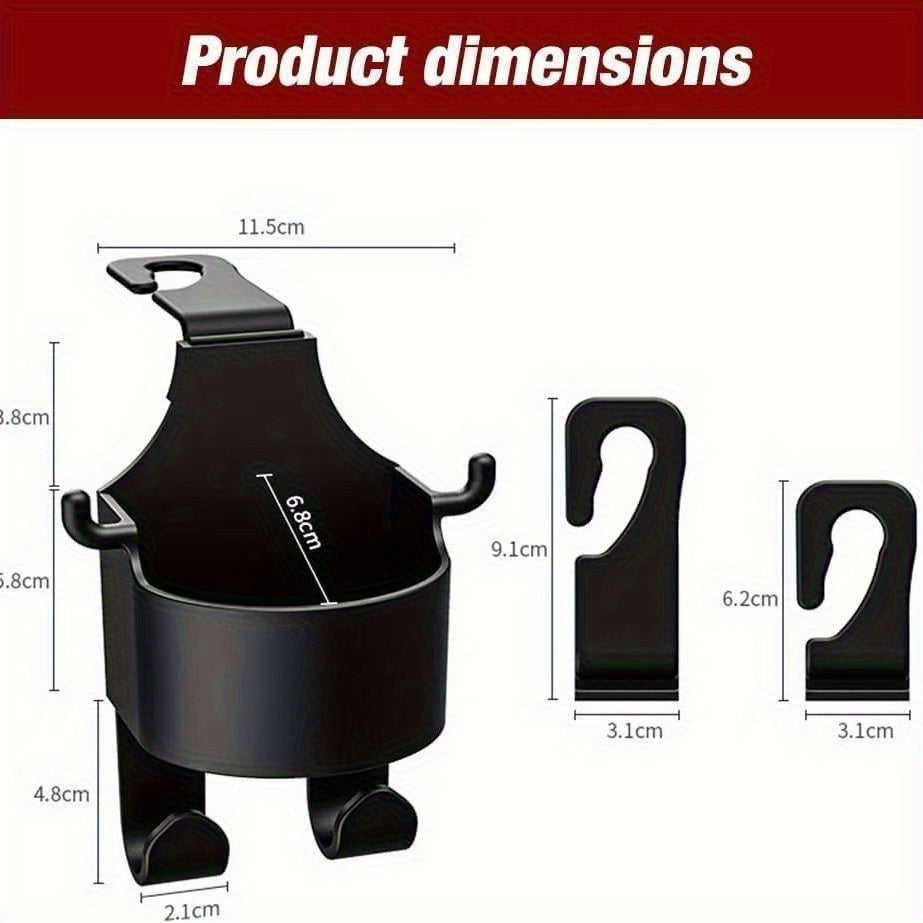 4pcs Multi-Function Car Seat Back Hook, Multi-Functional Car Seat Rear Hook, 2-In-1 Car Hook with Cup Holder- Essential Auto Interior Organizer Additions, Car Seat Headrest Hooks, Mini Car Trash Can