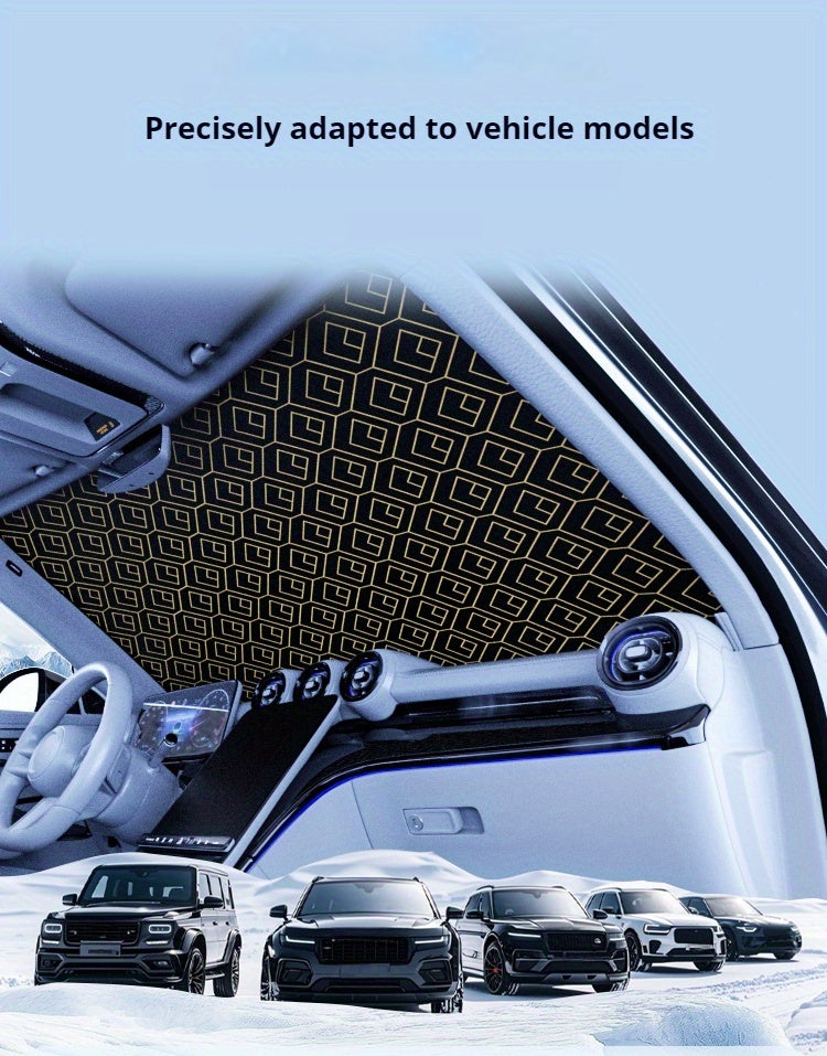 Upgraded Laser Insulation Car Sunshade Thickened 5-Layer Front Windshield Heat Blocker with Diamond Pattern, Fits All Vehicles, Golden/Black Design for Stylish Sun Protection, Vehicle Heat Shield | Stylish Car Accessory | Premium Quality Material
