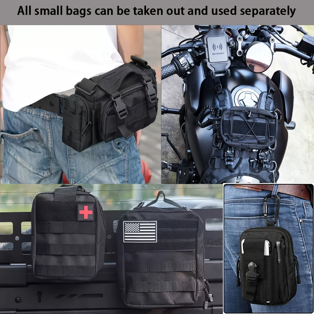 Car Seat Back Organizer with 5 MOLLE Pouches – Truck SUV Jeep Vehicle Panel Storage + 6 Keychains