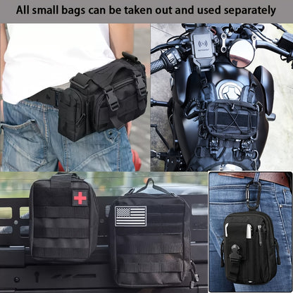 Car Seat Back Organizer with 5 MOLLE Pouches – Truck SUV Jeep Vehicle Panel Storage + 6 Keychains