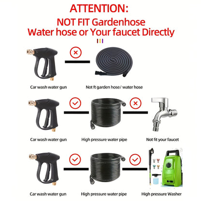 High Pressure Car Wash Gun, 5 Colors Quick Connection 1/4 Inch Nozzle M22-14 Hose Connector, Max. 3000 LBS/sq. Inch, Garden Supplies, Garden Irrigation Spray
