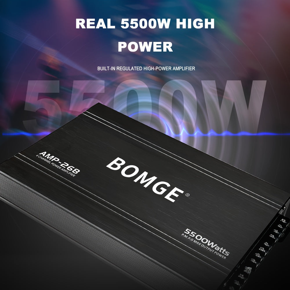 BOMGE Professional 4 Channel Amplifier Dub 4 Channel Car Amplifier AMP228 Vehicle Amplifier 2500 Watts Max for Subwoofers And Speakers