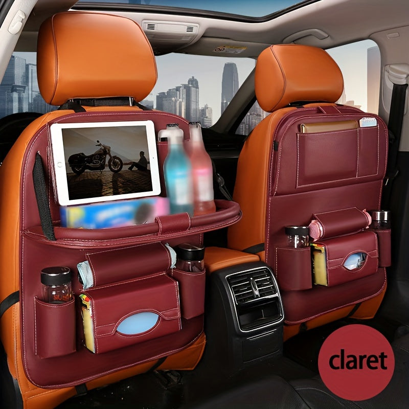 Car Back Seat Organizer 2-Pack – Foldable Table, Kick Mats, Cup Holder, Tissue Box, Laptop Station & Eating Tray – Family Road Trip Storage