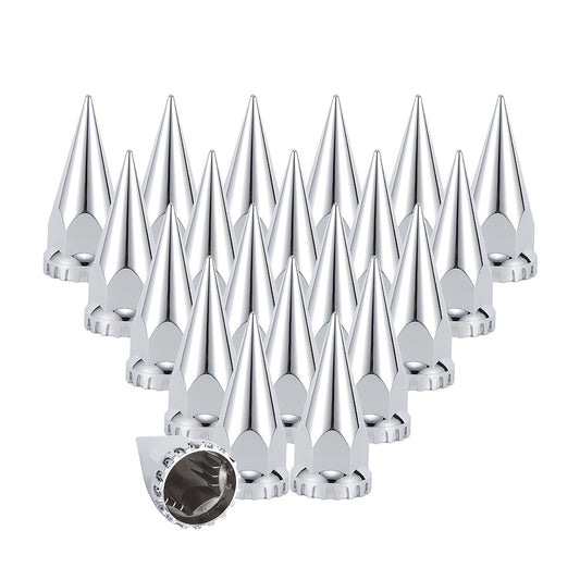 (60pcs 40pcs) 33mm X 4 3/4" Chromed Spike Lug Nuts Covers Screw On, ABS Chrome Caps Pointed Screw On Lug Nut Cover for Semi Trucks