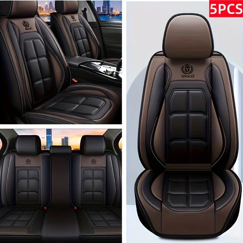 1pc, 2pcs, 5pcs, Advanced Faux Leather Car Seat Cover, Imitation Faux Leather Car Seat Cover, Protective Seat Cover, Suitable For Cars, SUVs, Vans And Trucks, Dirt-resistant, Send Gifts To Relatives