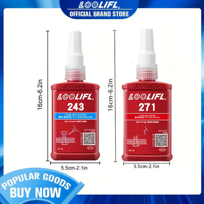 High-Strength Heat-Resistant 234-271 Threadlocker, 243 Medium-Strength Anaerobic Threadlocker, 271 High-Strength Anaerobic Threadlocker, Anti-Loosening Sealant, Permanent Locking and Sealing Multi-Purpose Adhesive for Metal Parts, Quick-Fix Removable