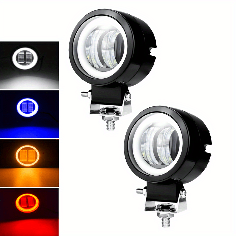 3 Inch Round LED Lights 2pcs DC 12V-24V – Compact Work Lights for Off-Road ATV UTV Motorcycle Truck, White Blue Yellow Red, Hardwired