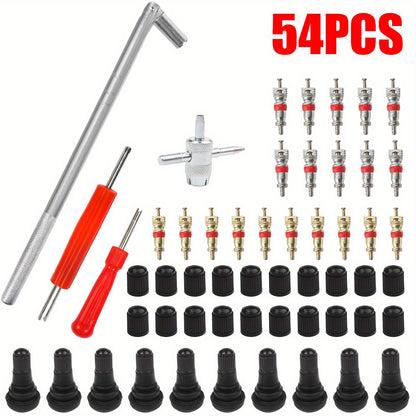 54pcs Tire Valve Stem Removal Tool Kit, Valve Stem Puller Installer Tool, Tire Valve Core Remover Installer Tool, Tire Repair Tool