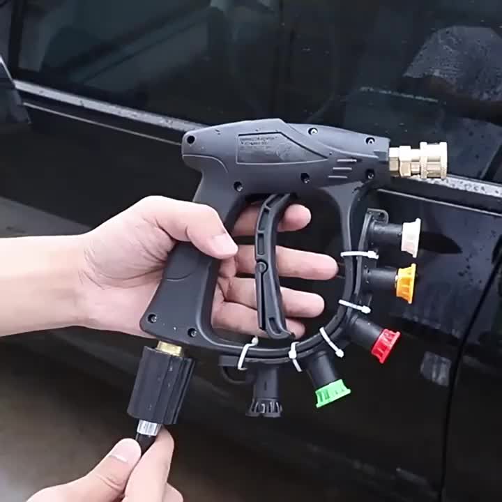 Pressure Washer Gun Kit with 5 Color-Coded Nozzles – M22-14 & 1/4" Quick Connect, Storage Base for Car Wash & Power Washer