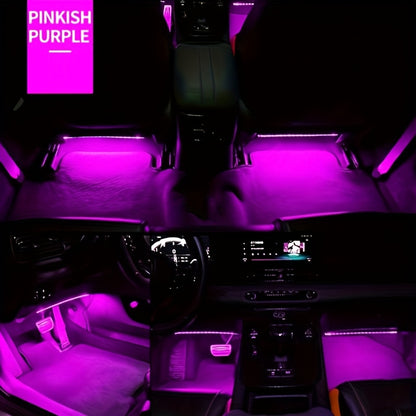 [Music Sync LED Car Lights] GY 4pcs USB-Powered LED Car Interior Lighting Kit | Colorful Underfoot Lights with Music Sync for Enhanced Ambiance, Without Battery
