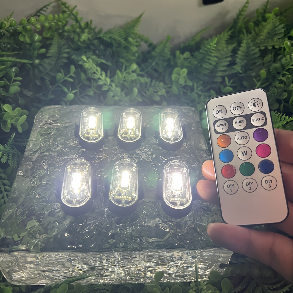 6pcs Light Up The Night: RGB LED Aircraft Lights For Car Motorcycles Truck Airplanes Helicopters LED Run Sport Ambiance Light For Party Night Sleep Light | Home Office Lighting Bedside Decorative, Gaming Study Room Decordation Holiday Birthday