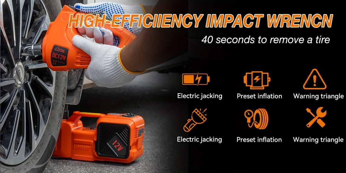 5 Ton Electric Car Jack, Hydraulic Jack And Electric Impact Wrench, Portable Car Lift with Built-in Air Pump, Suitable for SUV MPV Car Truck Tire Replacement Garage Maintenance Easy to Repair Car Tires, Emergency Maintenance Car