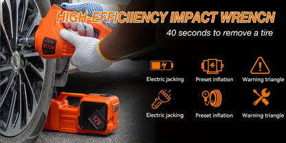 5 Ton Electric Car Jack, Hydraulic Jack And Electric Impact Wrench, Portable Car Lift with Built-in Air Pump, Suitable for SUV MPV Car Truck Tire Replacement Garage Maintenance Easy to Repair Car Tires, Emergency Maintenance Car