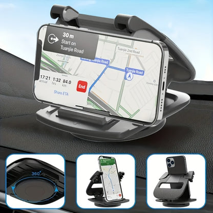 [360° Rotation] All-Around View Car Phone Mount - Universal Dashboard Cradle with 360° Rotation for Secure, Hands-Free Driving - Compatible for Iphone, for Samsung for Galaxy, And for Android Smartphones