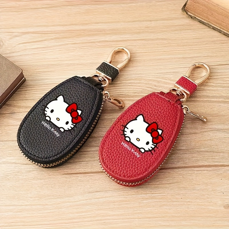 Sanrio'S for Hello Kitty Key Bag - Black Car Key Storage Bag with Golden Zipper, Multi Functional Keychain, Compact Design, Suitable for Home Use, Key Storage Organizer, Suitable for Hello Kitty Additions