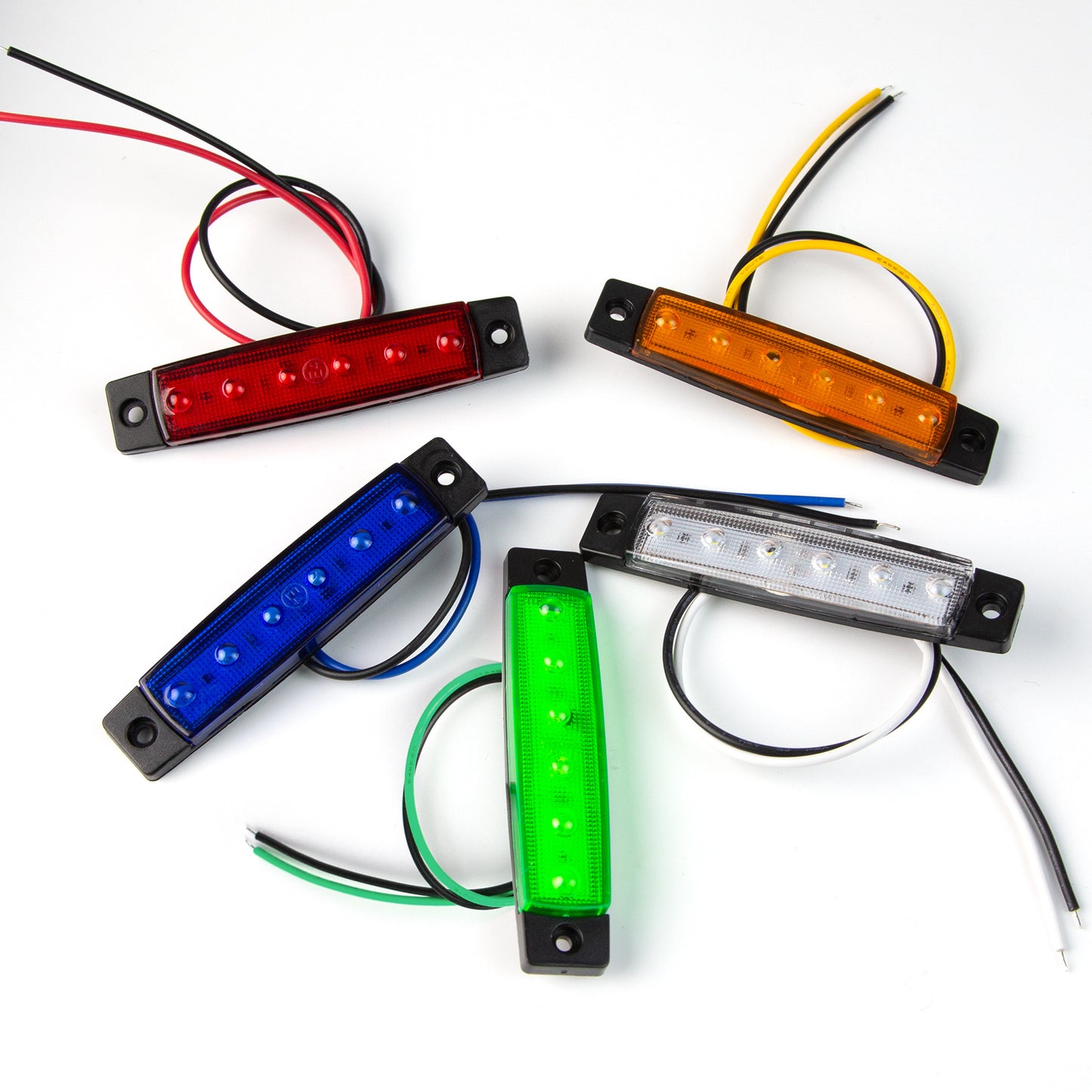 30pcs 3. 8" 6 LED Front Rear Side Marker Indicator Lights LED Lamp Indicator For Car Truck Trailer Lorry Bus -White, Red, Amber, Blue, Green, Purple, Without Battery