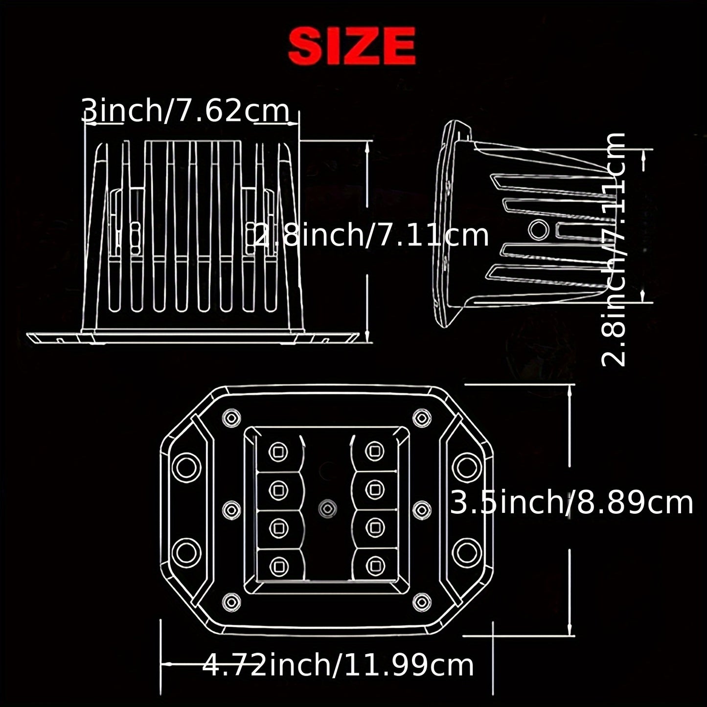 Flush Mount LED Pods, 5 Inch 40W 12V 24V LED Light Bar Work Light For Truck Suv Atv Off Road, Without Battery