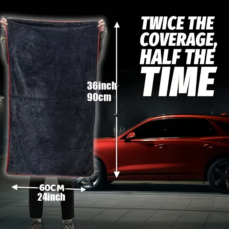 2pcs XXL Extra Large Microfiber Drying Towel With Twist Ring Design - Super Absorbent Thickened Technology Suitable For Cars, Trucks, Boats - Red And Gray Detail Cloth, Professional Look | Highly Absorbent Material