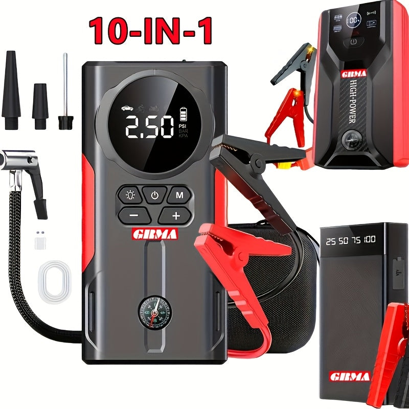 Wireless Car Jump Starter, Battery Jump Starter Portable Peak, Portable Car Battery Charger 12V (8.0L GAS/1.72 Gallon Diesel) Quick Car Start, USB Input/output, LED Emergency, Car Accessory Tool