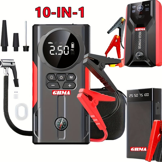 Wireless Car Jump Starter, Battery Jump Starter Portable Peak, Portable Car Battery Charger 12V (8.0L GAS/1.72 Gallon Diesel) Quick Car Start, USB Input/output, LED Emergency, Car Accessory Tool