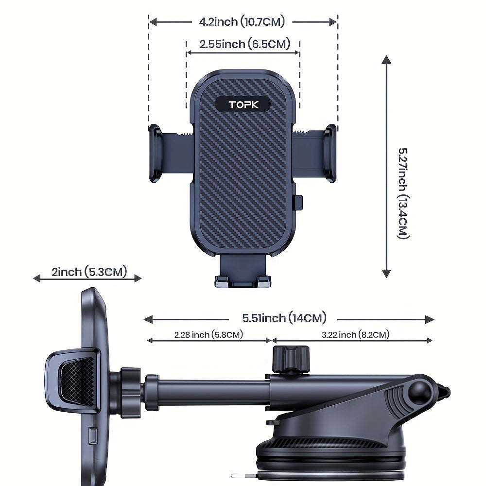 TOPK D38Z Phone Holder For Car Dashboard& Air Vent, Upgraded Adjustable Horizontally And Vertically Cell Phone Mount For Car Dashboard Compatible With All Phones