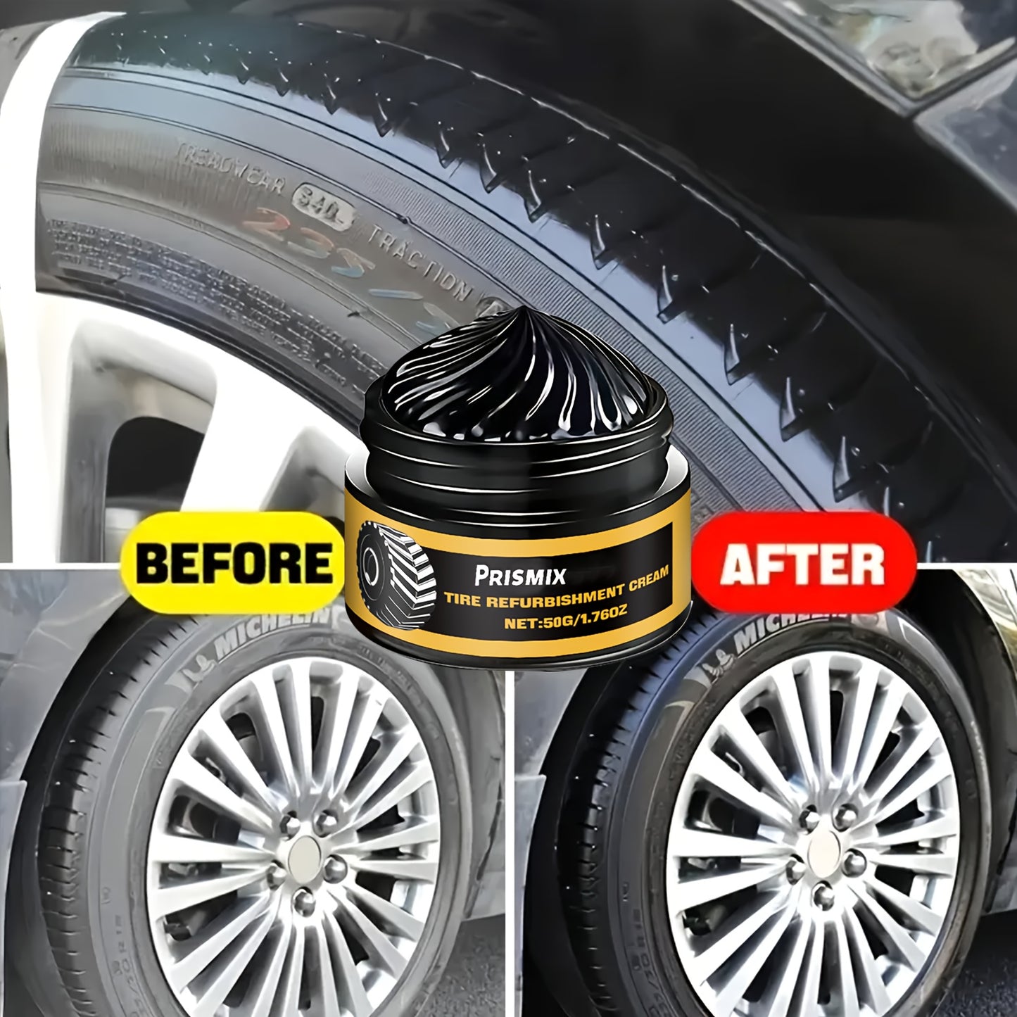 2pcs Car Black Interior Tire Polishing And Retreading Paste Tire Cleaning Rust Removal Polishing Shine Enhancement Anti-Fouling Wheel Retreading Paste - Lasting Shine, Noticeable Effect, Beeswax Ingredients, No Professional Tools Needed