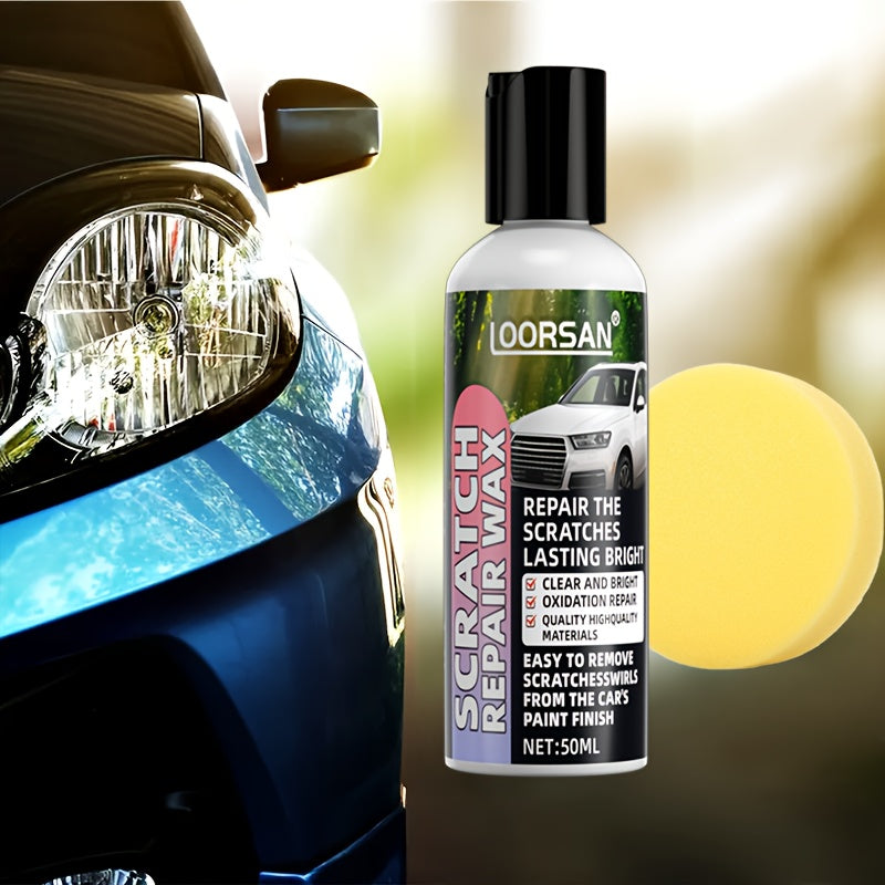 Car Scratch Repair Paste – Nano Swirl Remover, Wax & Polish Kit for Deep Scratch Fix, Paint Restoration, All Colors, 1.69oz + Sponge