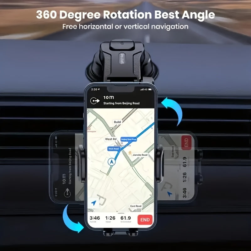 An Upgraded Version of a Chic Model Car Phone Holder That Can Be Adjusted for Both Horizontal And Vertical Positions. This Universal Suction Cup Holder Is Stable for Car Navigation And Fits All Mobile Phones, Making It Perfect for Your Car Dashboard