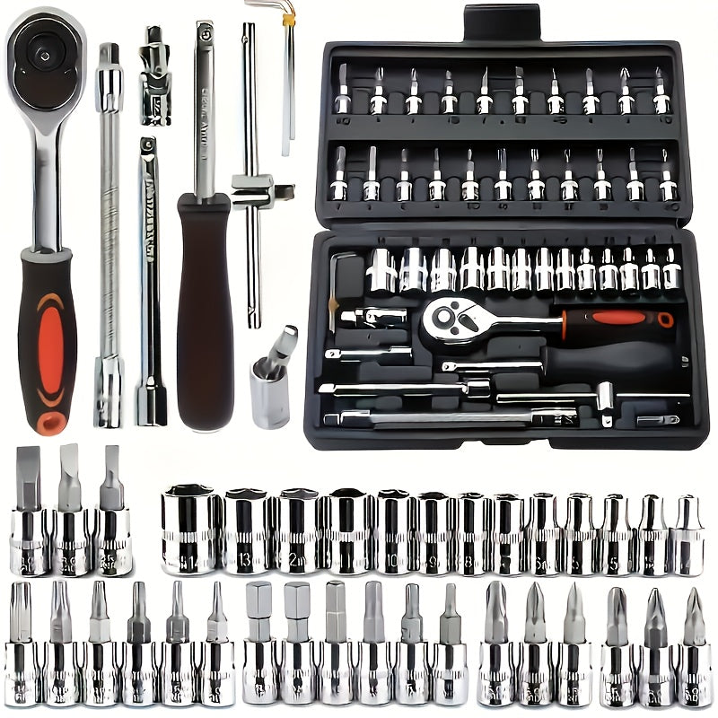 [Fast Arrival] 324+1pc/53/47pcs Professional Automotive Master Tool Kit - Premium Tool Sets For Car, Bike, And Motorcycle Maintenance - Compact, Portable, And All-In-One Solution With Ratchet Wrench, Assorted Screwdriver Set, Without Battery
