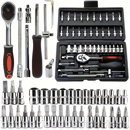 [Fast Arrival] 324+1pc/53/47pcs Professional Automotive Master Tool Kit - Premium Tool Sets For Car, Bike, And Motorcycle Maintenance - Compact, Portable, And All-In-One Solution With Ratchet Wrench, Assorted Screwdriver Set, Without Battery