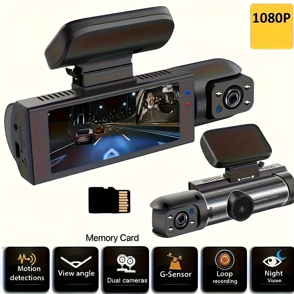 CAMECHO 1080P Dual Camera, Dash Cam For Cars, Front And Inside, Car Camera With IR Night Vision, Loop Recording, Wide Angle Car DVR Camera Optional 3.16 Inch/2inch, Dual Lens Car Dashboard Video Cam.optional No Card/32gb/64gb Memory Card