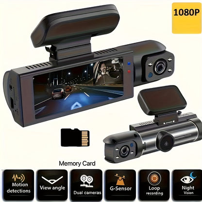 CAMECHO 1080P Dual Camera, Dash Cam For Cars, Front And Inside, Car Camera With IR Night Vision, Loop Recording, Wide Angle Car DVR Camera Optional 3.16 Inch/2inch, Dual Lens Car Dashboard Video Cam.optional No Card/32gb/64gb Memory Card