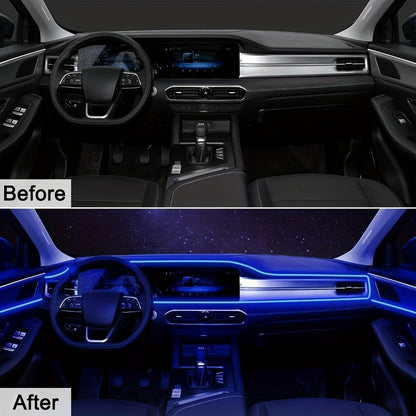 Car Interior Ambient Lighting Kit 3M RGB 7-Color LED Strip App & Remote Control Music Sync for Doors Console Dashboard Decoration