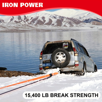 2'' × 20ft Emergency Tow Straps Kit Towing Rope + 1/2 D Ring Shackles (2pcs)