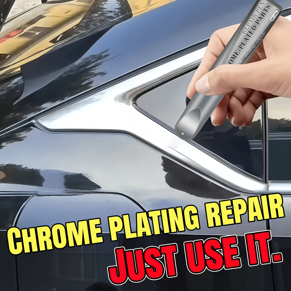 Chrome-plated Parts Repair Pen - Surface Scratch Repair, Suitable for Car Chrome-plated Parts, Wheel Hubs, Signs, Door Handles, and Other Metal Parts, Easy to Restore and Look New