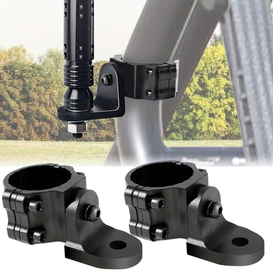 2pcs UTV Whip Light Mount & Light Bar Bracket - Heavy Duty 1.75"- 2" Roll Cage Clamp with 360° Rotation, Aluminum Flag/Off-Road Light Mount for Polaris RZR, Jeep