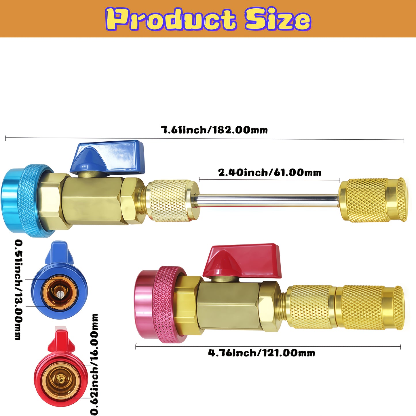 Quick Remover And Installer for 2pcs R134A Valve Cores, Featuring High Pressure (Red) And Low Pressure (Blue) Tools for Refrigerant Air Conditioning Systems