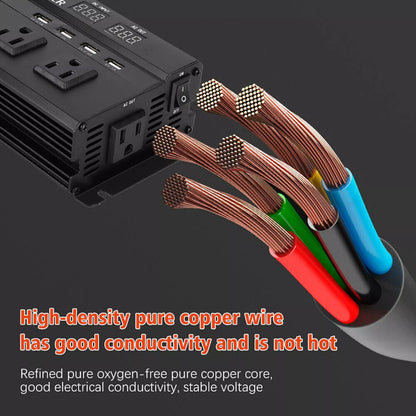 6600W Peak Power Inverter, Car Pure Sine Wave Inverter DC 12V to AC 110V LCD Digital Display, Compatible for Solar And Portable with USB Ports, US Sockets, Fast Charging for Vehicles Trucks Rvs And Other Vehicles